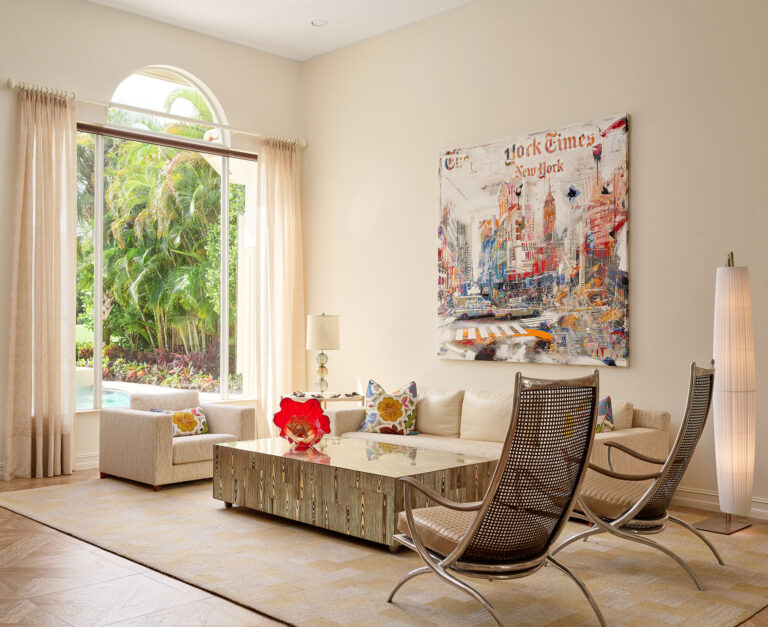 Living Room view with wall art and sofa